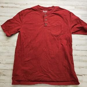 Duluth Trading Relaxed Fit Longtail Heavy T-Shirt Men L Red Short Sleeve Henley